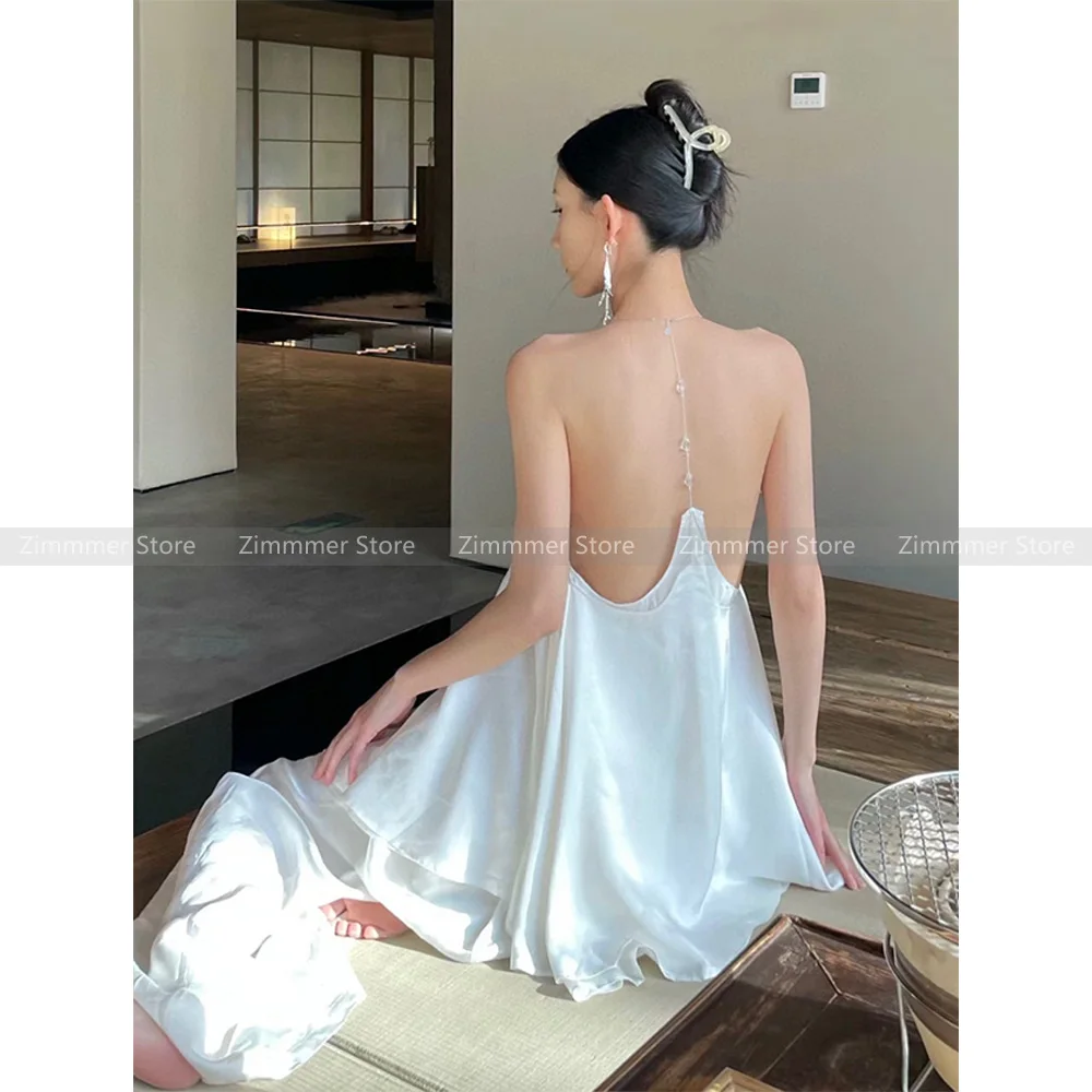

Niche sexy halterneck large backless U-neck suspender double layer versatile top 2024 summer new style