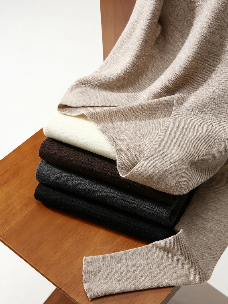 Winsleter - Elegancki sweter damski ze 100% wełny owczej, długi rękaw, dekolt w serek, gładki, podstawowy, dopasowany, bezszwowy sweter, nowość na jesień 2025 T58401CC