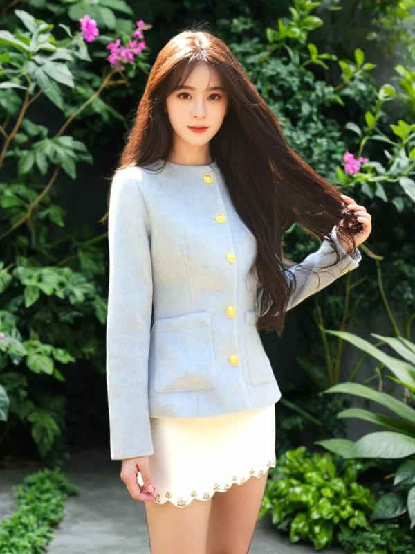 

Корейское шерстяное пальто в стиле «Маленький аромат» для богатых девушек: элегантное, красивое, весеннее, новинка, женское, прямого кроя, с длинными рукавами