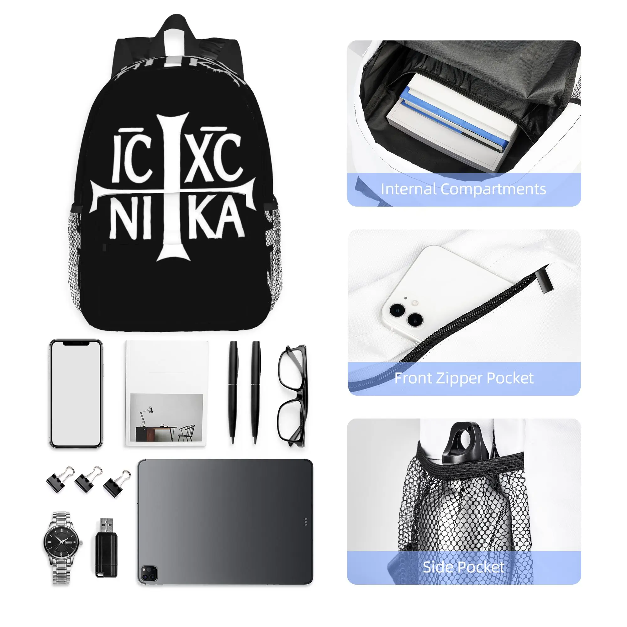Ic Xc Ni Ka Backpack Hot Sale Daypack Large Capacity Boys Girls BookBag Shoulder Bags for Men Women School Bag