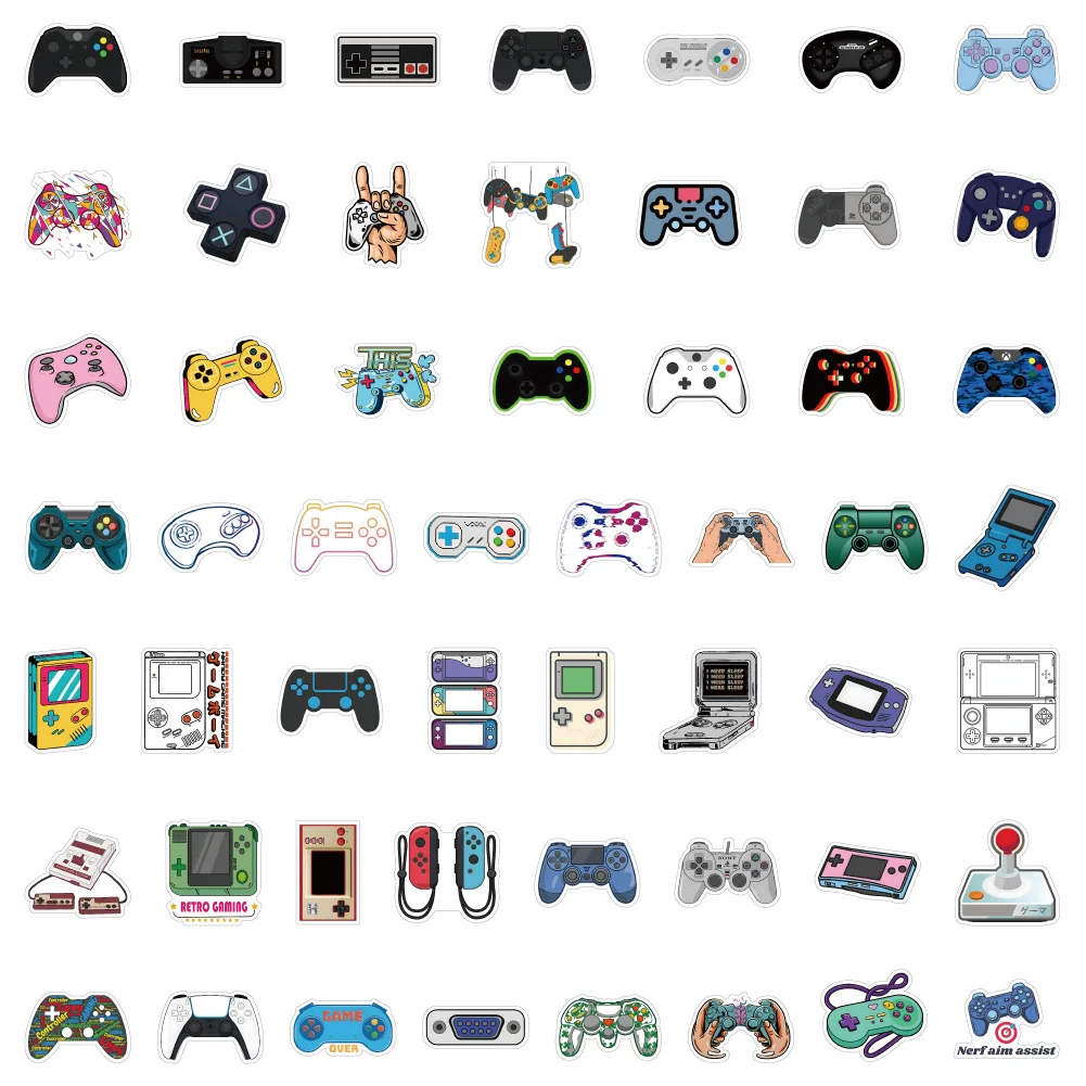 50Pcs Vintage Video Game Joypad Stickers for Laptop Skateboard Motor Bike Car Fridge Guitar Waterproof Sticker Pack Classic Toys