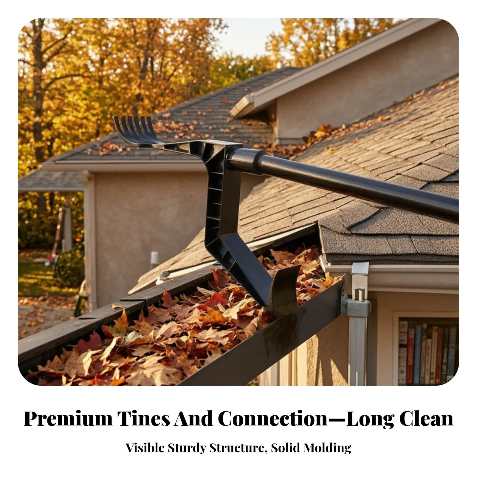 Gutter Cleaning Tool Universal Gutter Rake Curved Reinforced for Homeowners, Leaf Cleanup, Roof Maintenance