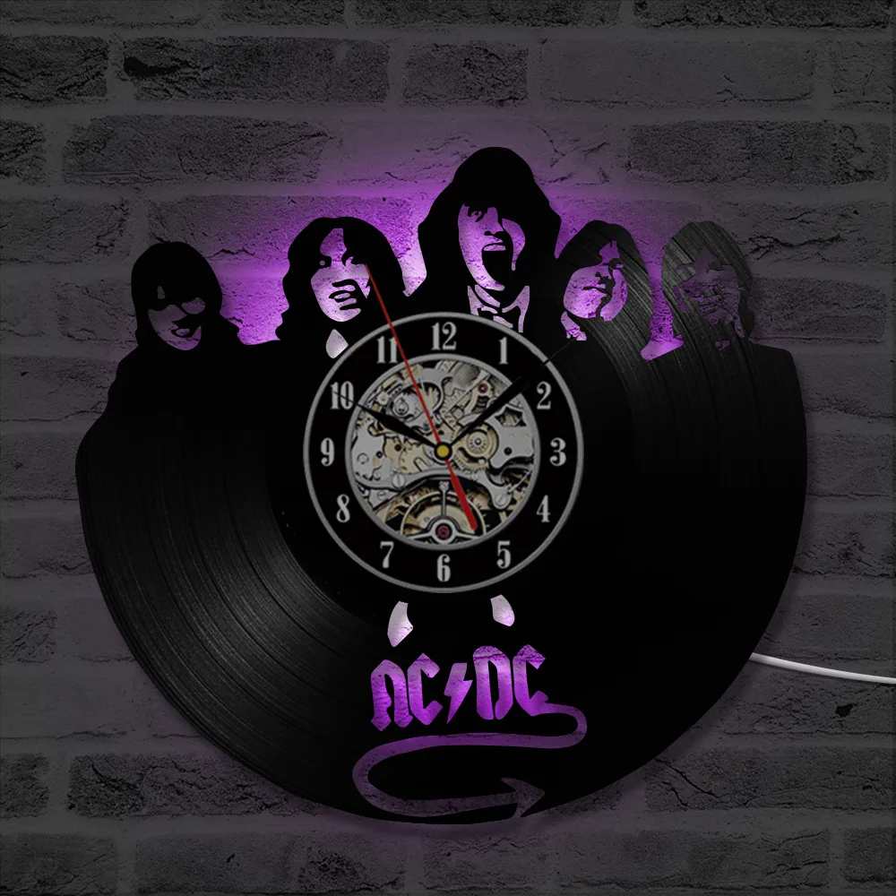 Creative ACDC Band Wall Clock Modern Art Decor Classic LED Wall Clock
