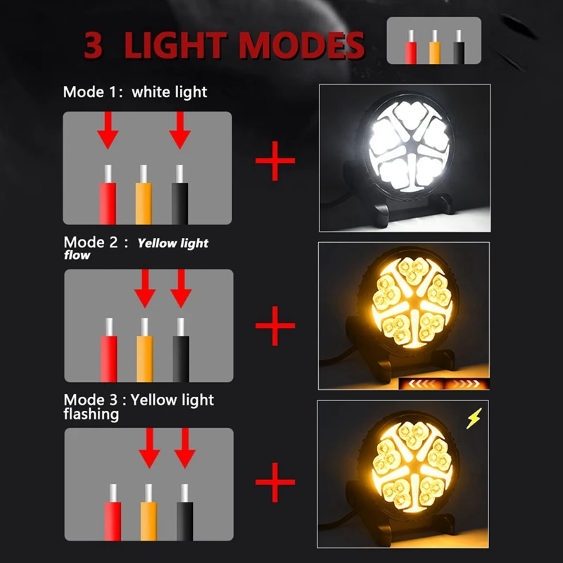 WISH รอบ 4 นิ้วรถไฟ LED ทํางานแฟลชสปอตไลท์ DRL สําหรับรถบรรทุก ATV UTV SUV รถจักรยานยนต์รถพ่วงเรือ