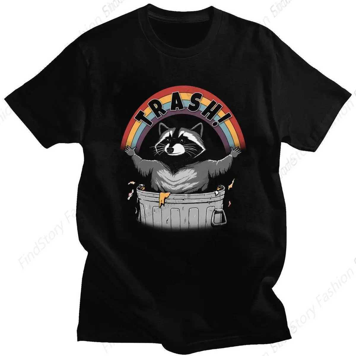 Streetwear Raccoon Trash T-Shirt for Men Cotton Vintage Short Sleeve O Neck Sports New Trend Tops Tee