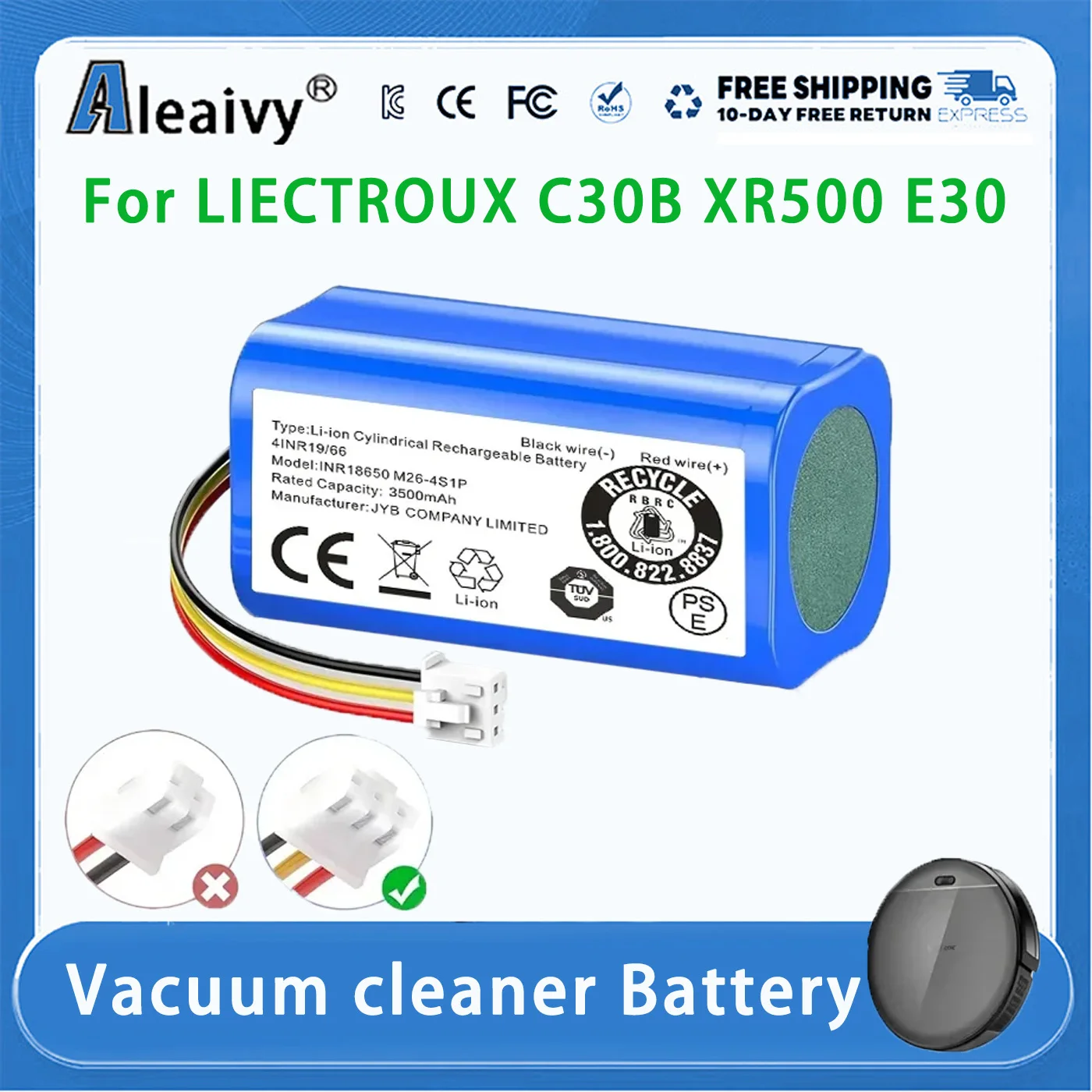 

14.4V/14.8V 12.8Ah 18650 li-ion battery For PROSCENIC 800T 830P 820P 820T 820S For LIECTROUX C30B XR500 E30 Robot Vacuum Cleaner