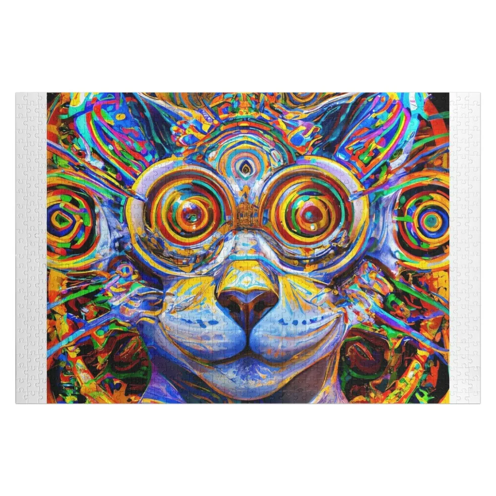 

Kosmic Kitty (1) - Trippy Psychedelic Cat Jigsaw Puzzle Custom Wood Christmas Gifts Custom With Photo Puzzle