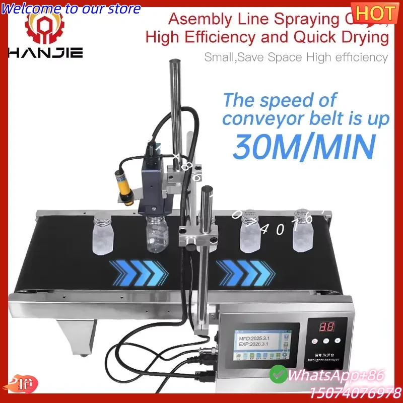 2026 New Design Online Mini Desktop Inkjet Printer for Tin Can Plastic Bottle Expiry Date Conveyor Belt