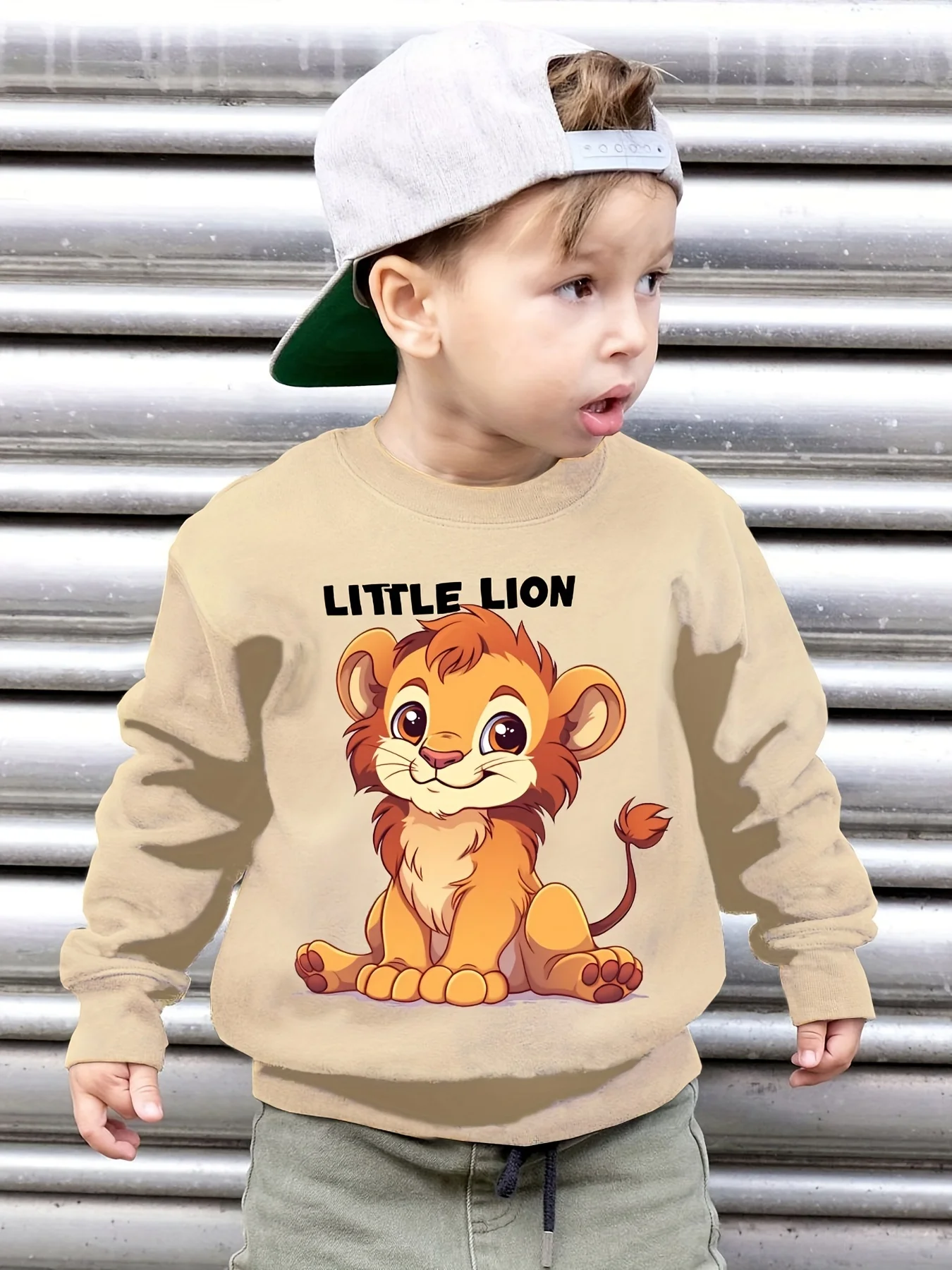سويت شيرت بياقة دائرية عصرية جديدة للأطفال لعام 2025، نمط أسد صغير لطيف مطبوع ثلاثي الأبعاد، ملابس يومية، ملمس ناعم #4