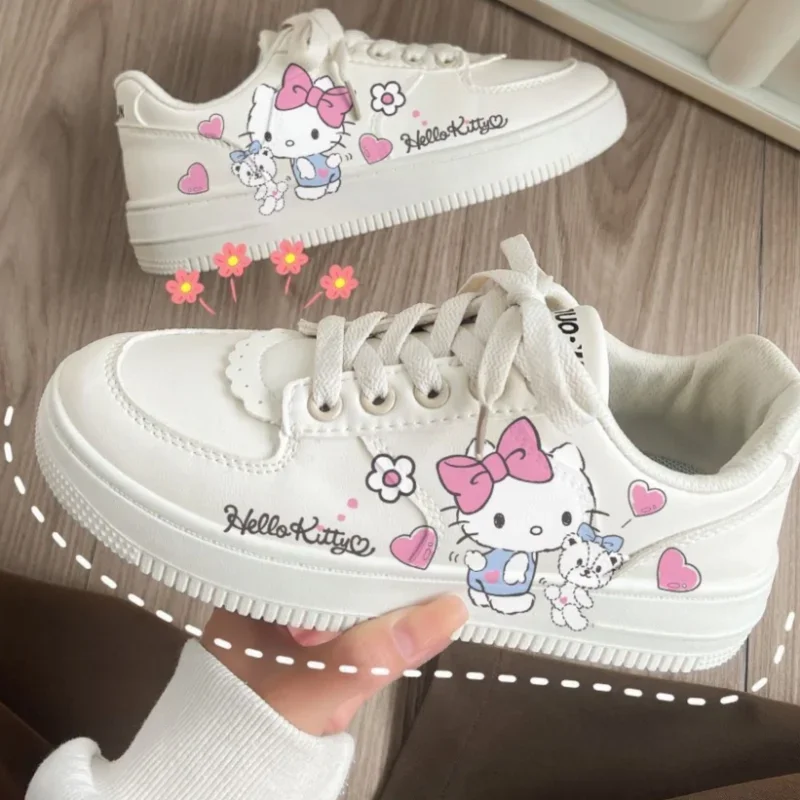 Sanrio Hello Kitty Kawaii Girl scarpe da Skateboard scarpe da donna scarpe bianche piccole traspiranti comode scarpe da ginnastica versatili per