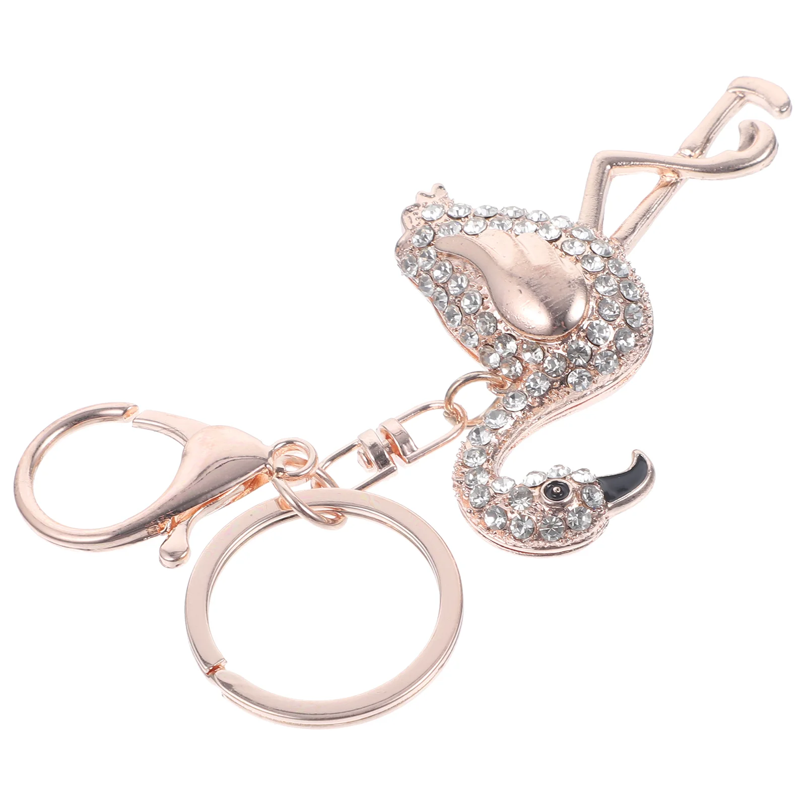 Red Flamingo Shape Keychains Rhinestone Key Rings Fashion Key Holder Craft Pendant Alloy Keyring Crystal Hanging Ornaments Gift
