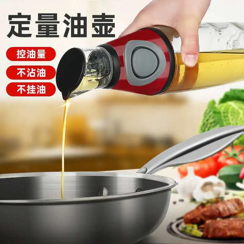 500ml Oil Sauce Vinegar Glass Bottle Pump Spray Container Press Cruet Condiment Dispenser with Measure Scales Home Kitchen Tools