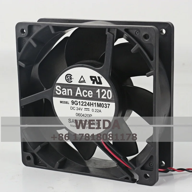 

9G1224H1M037 Original Sanyo 12038 DC24V 0.22A two-wire 12CM Ball Bearing Inverter Cabinet Axial Cooling Fan 120*120*38MM