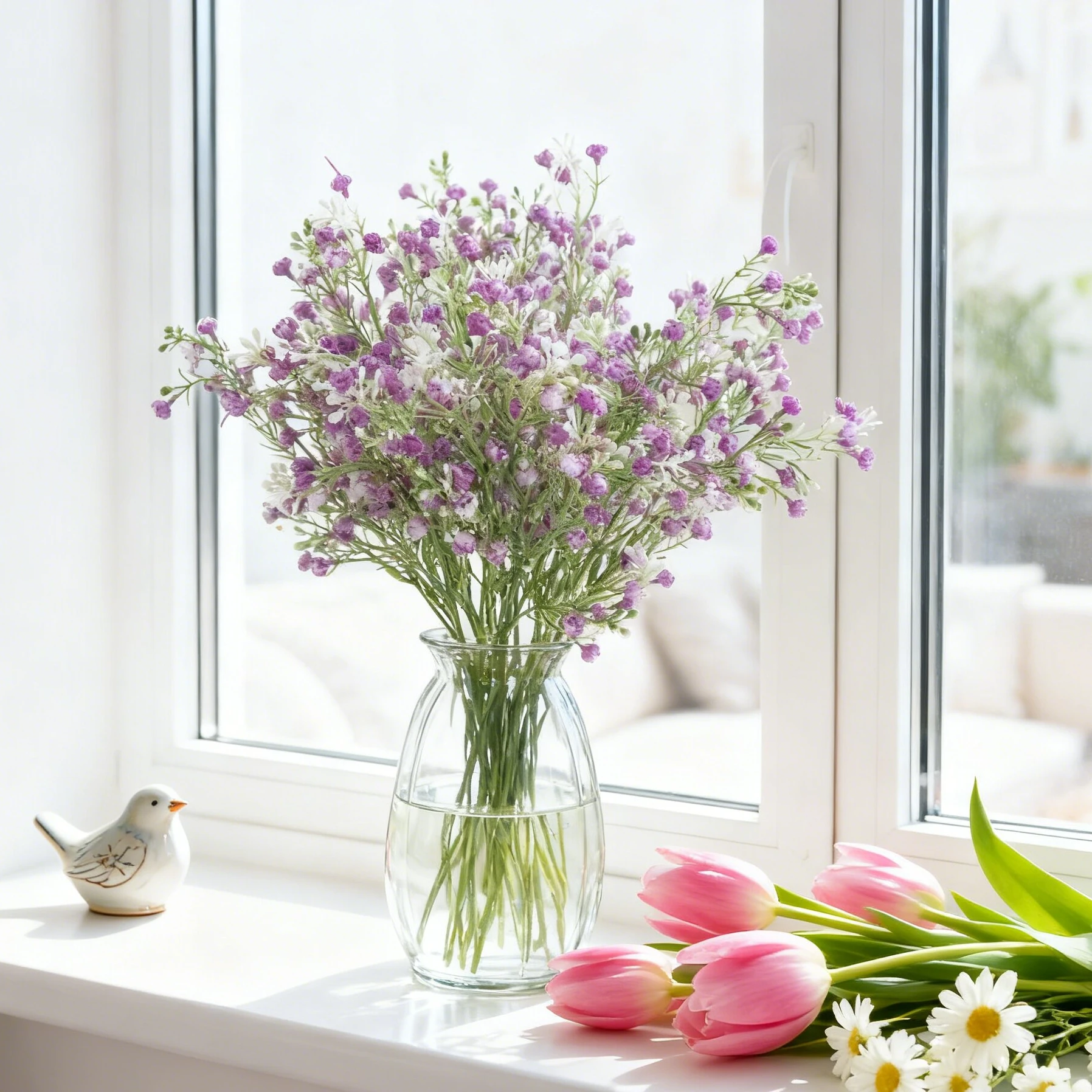 Artificial Flower Plant Gypsophila Wedding Bride Bouquet Home Room Office Party Table Bonsai Garden Wall Diy Gifts Decor Ornamen - view 5