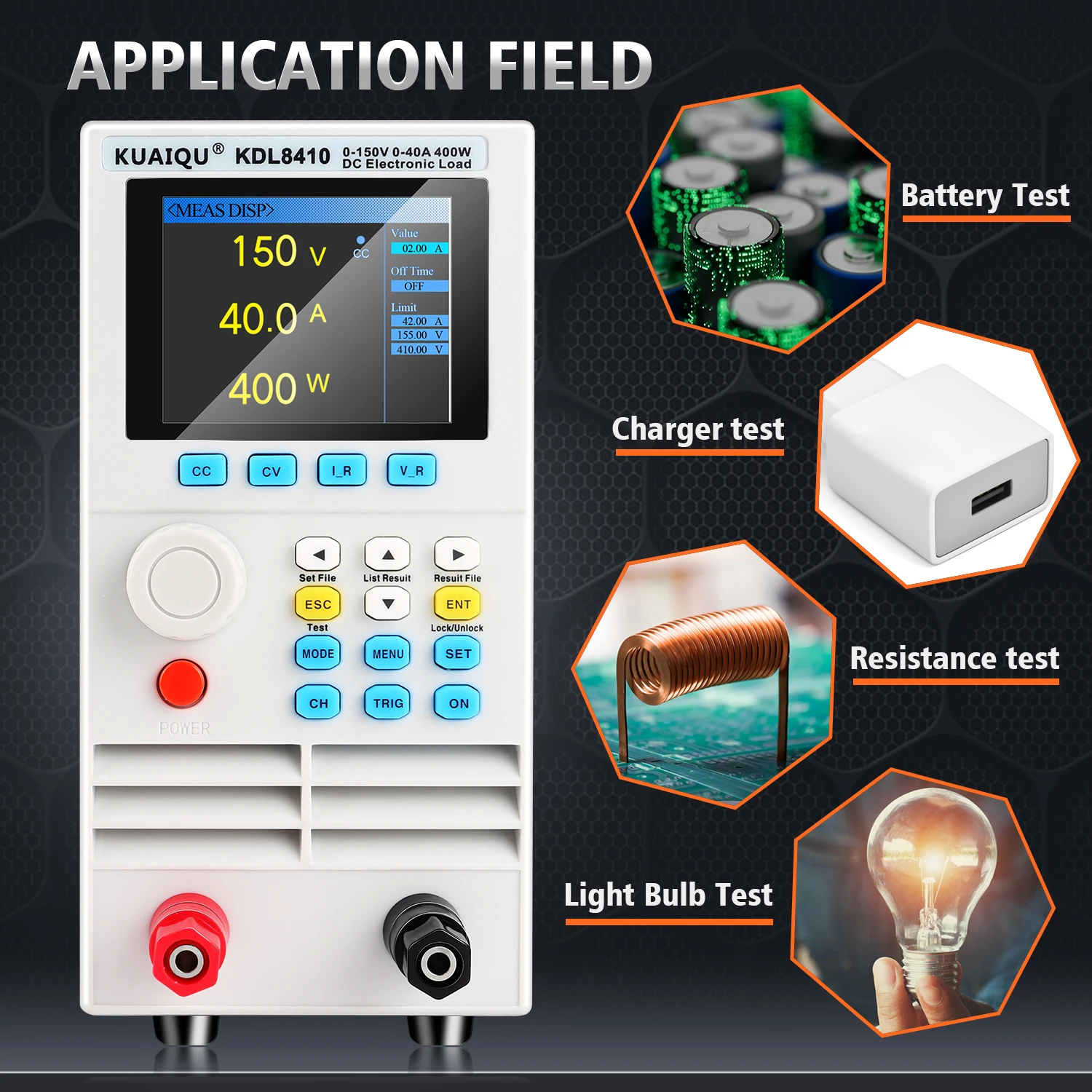 400W Upgraded DC Electronic Load 0-150V 0-40A Programmable Electronic Battery Tester Load Single Channel KDL8410 ET5410A