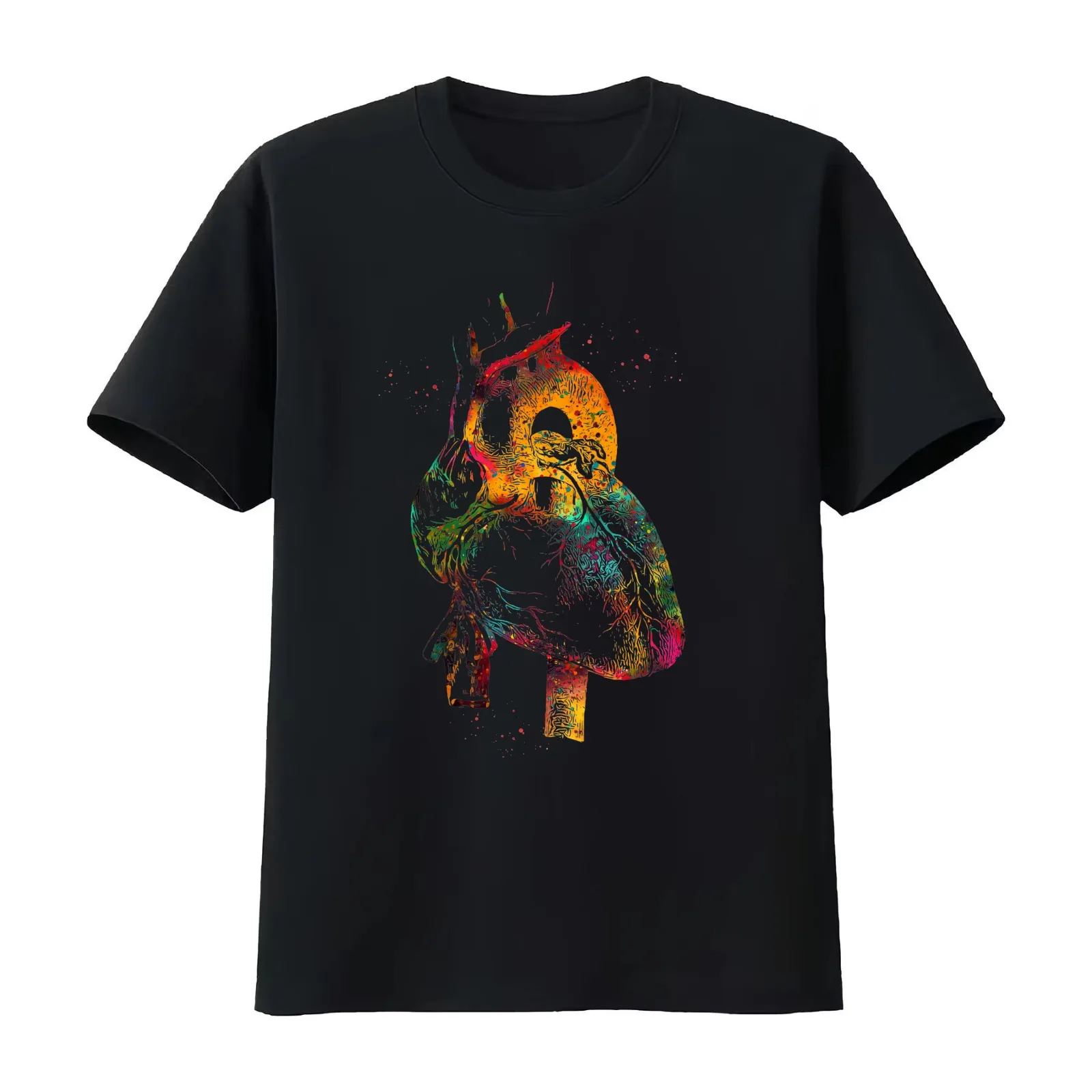 Human Heart T-Shirt Summer Casual Cotton Tee Oversized Streetwear Tops Vintage Graphic Print Loose Fit Short Sleeve