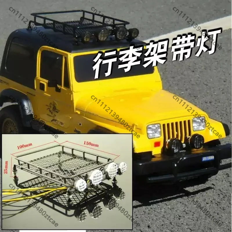 1/10 RC Rock Crawler Roof Luggage Rack With LED Light Housing, Universal Mod Part For TRX4 AXIAL, Hobby Spare‑Part
