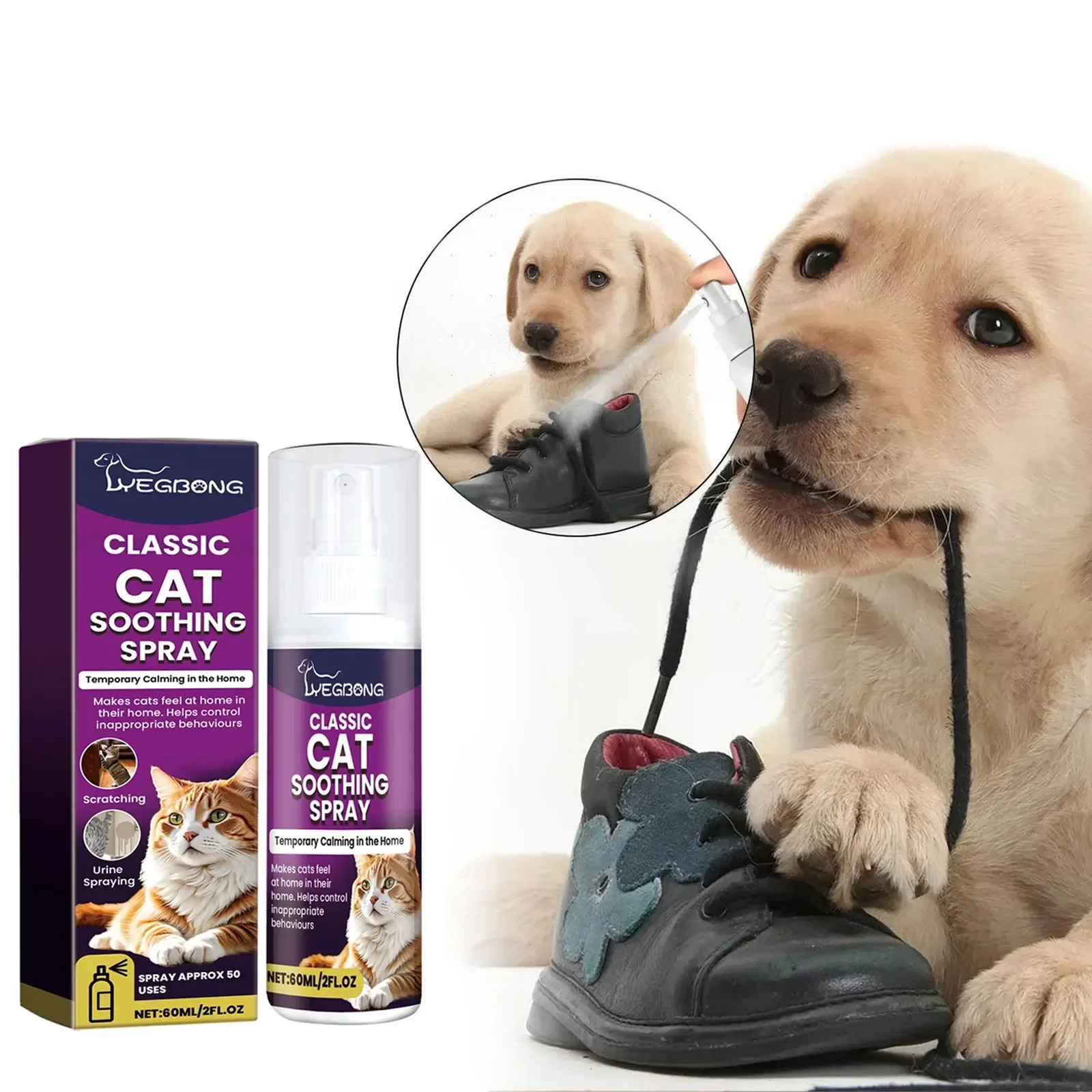 Cat Stress Relief Spray  Calming Solution Scratch Prevention Natural Plant-Based Acts Quickly Cat Calming Spray For