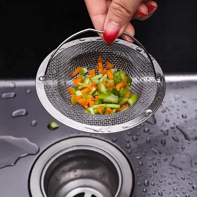 2pcs Stainless Steel Mesh Sink Strainer Set, Non-Slip Handle Hair Catcher, Rust Resistant Drain Cover Prevents Food & Debris