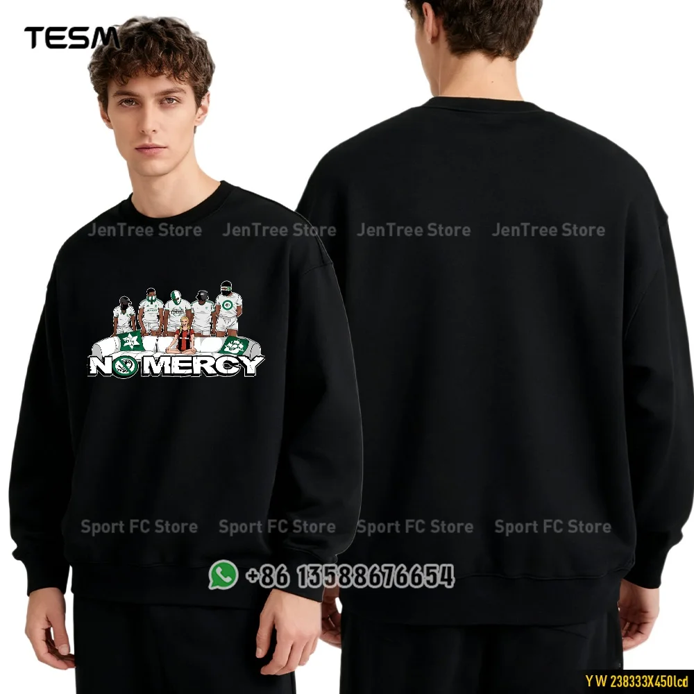 TESM Men Spring Round Neck Fleece Sweatshirt Solid Color Pullover Top Black Printed Long-Sleeved T-Shirt Couple Wear Sports Top