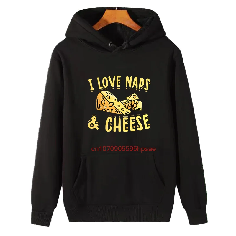 Cheese Naps Lover Funny Graphic Hooded Sweatshirts Suitable For All Ages Winter Thick Sweater Hoodie Men's winter sweater
