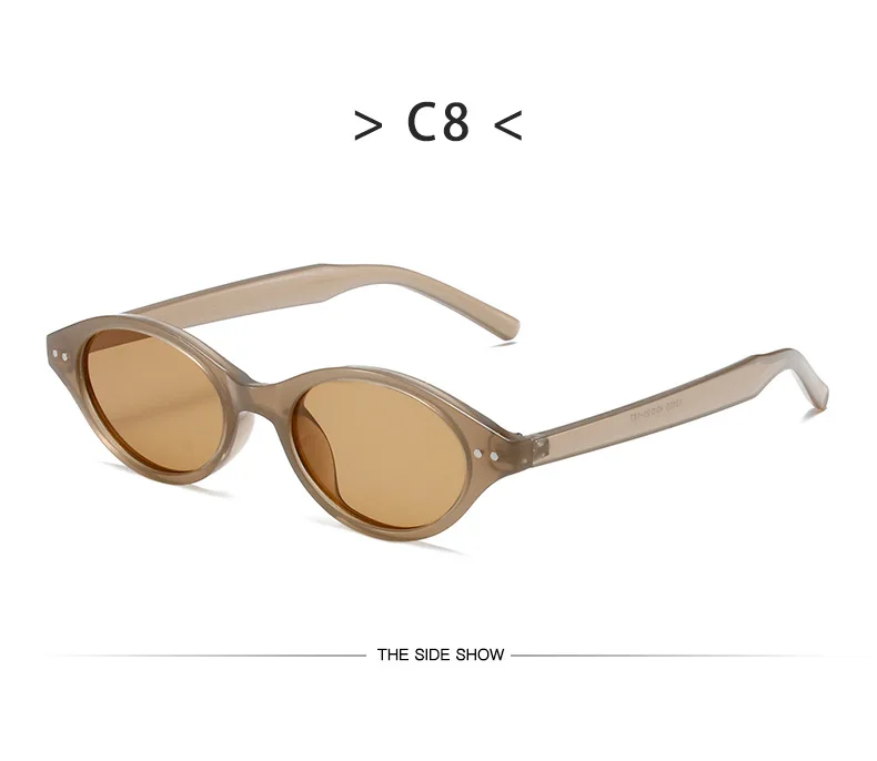 Kleine ovale Brillengestelle mit klaren Gläsern, süßes Süßigkeiten-Kostüm, dekorative Computerbrille, Damen-Sonnenbrille – Detail 14