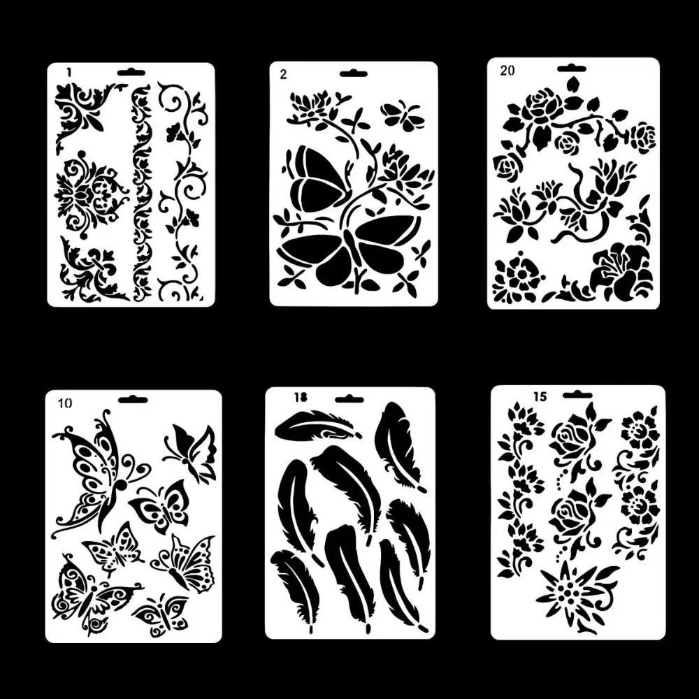 재사용 가능한 페이스 페인트 템플릿 속이 빈 장식용 DIY 바디 아트 페인트 스텐실 손으로 쉽게 그릴 수 있는 타투 메이크업 도구