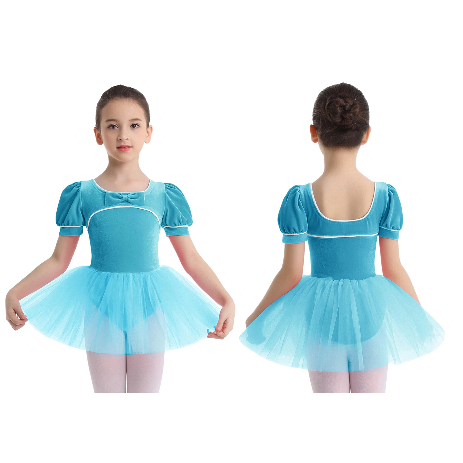 

Kids Girls Lyrical Ballet Stage Dance Tutu Dresses Stretchy Velvet Mesh Tulle Dress for Ballet Stage Performance Birthday Outfit