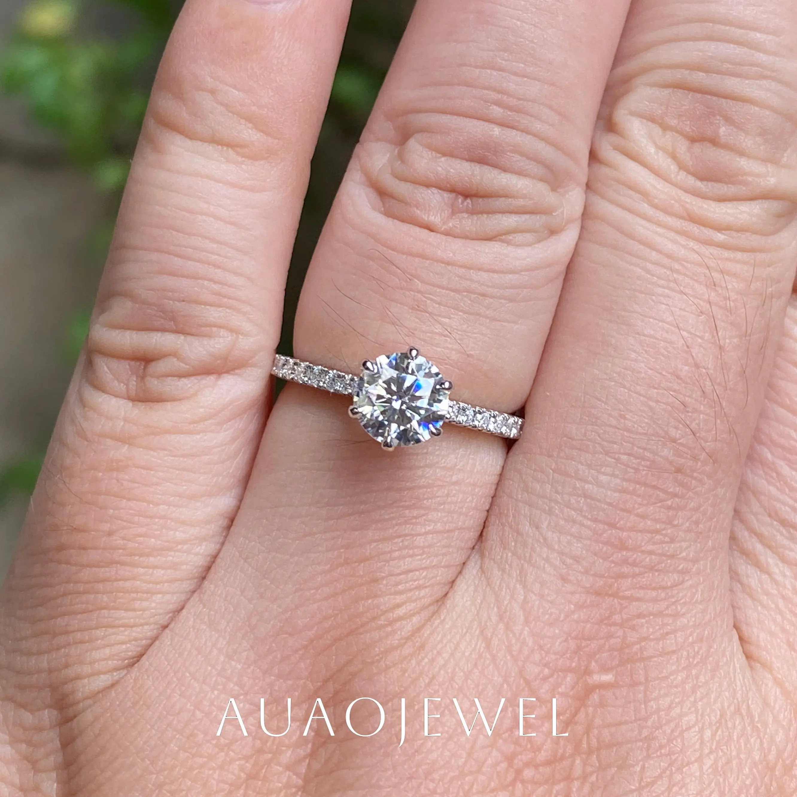 

AUAOJEWEL 1.5Carat Moissanite 925 Rings For Women 10K 14K 9K 18K Real Gold Luxury Designer Jewelry For Wedding Engagement Gift