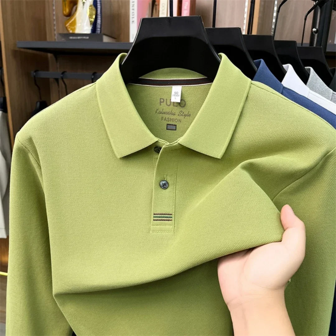 2026 neues 100% reines Baumwoll-Poloshirt für Herren, hochwertige Marke, langärmelig, Herbstmode, luxuriöse Stickerei, Golf-Oberteil, Business-T-Shirt – Detail 12