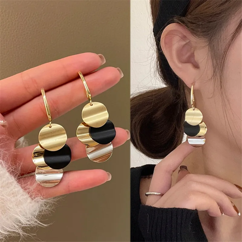 New Fashion S925 Silver Needle Elegant Delicate Light Luxury Disc Tassel Earrings For Women Jewelry Wedding Party Premium Gift