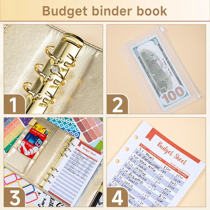 Carpeta de cuero suelto A6, cubierta de cuaderno, diario, Agenda, planificador, cubierta de papel, papelería escolar, patrón dorado y púrpura,