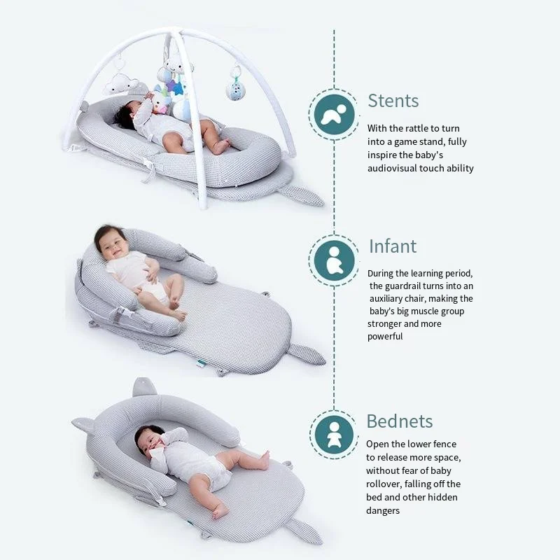 Baby Nest for Co Sleeping Newborn Baby Lounger Cotton Breathable Adjustable Baby Crib In Bed Portable