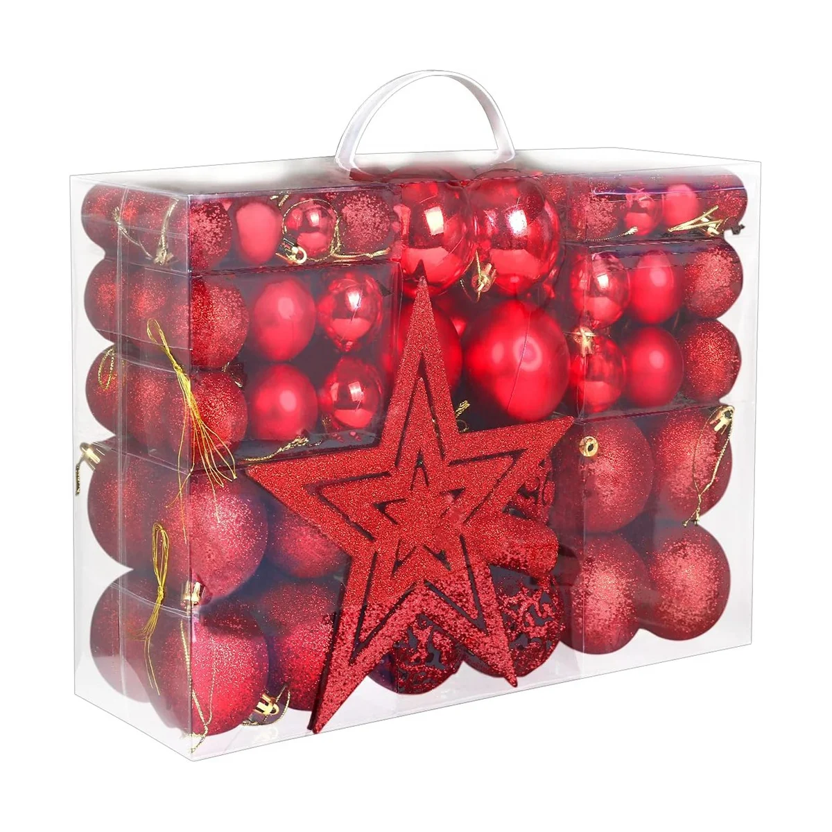

101Pcs Red Christmas Ball Ornaments for , Shatterproof Balls Decorative Baubles Hanging