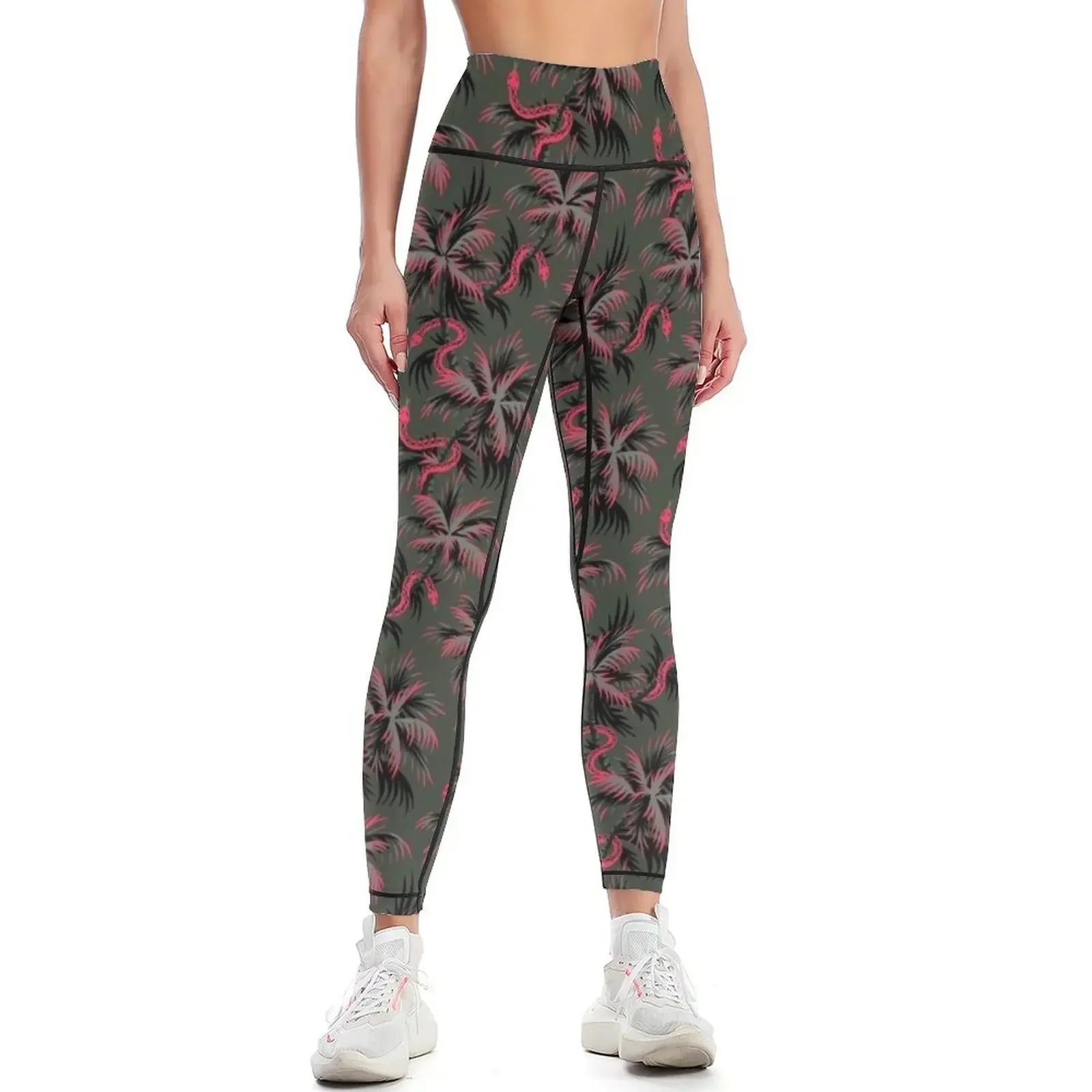 

Snake Palms - Dark Vintage Coral Leggings sporty woman push up Leginsy push up legging push up Womens Leggings