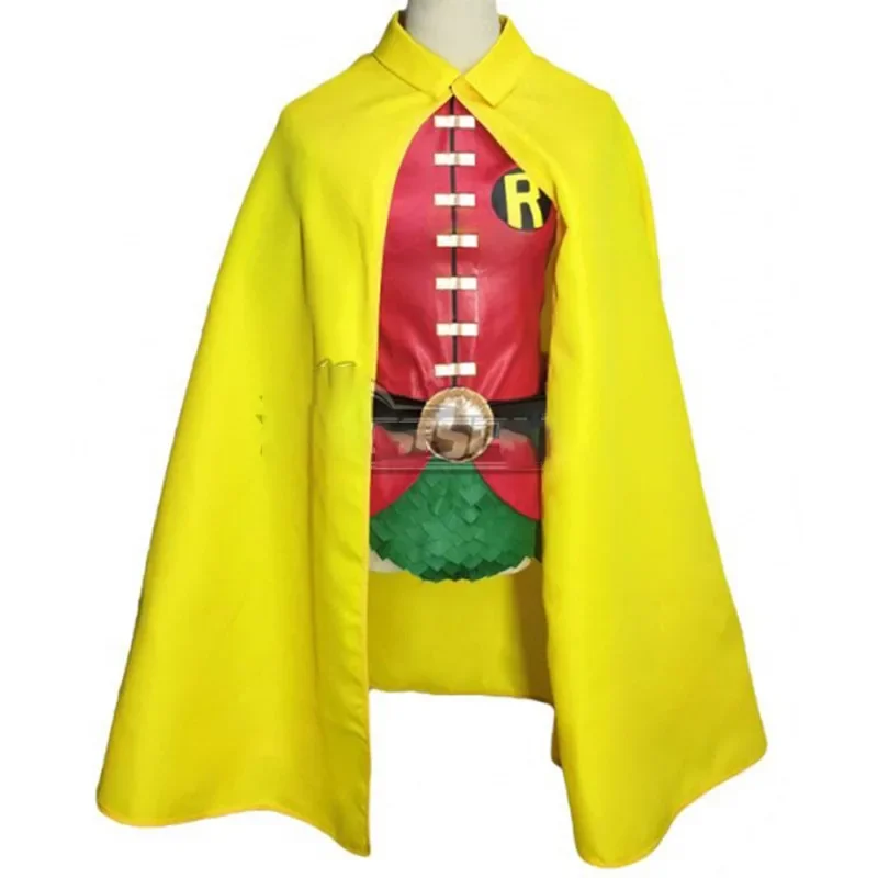 

Movie Robin Boy Wonder Cosplay Costume Adult Unisex Yellow Cloak Green Shorts Disguise Suit Halloween Uniform Outfit