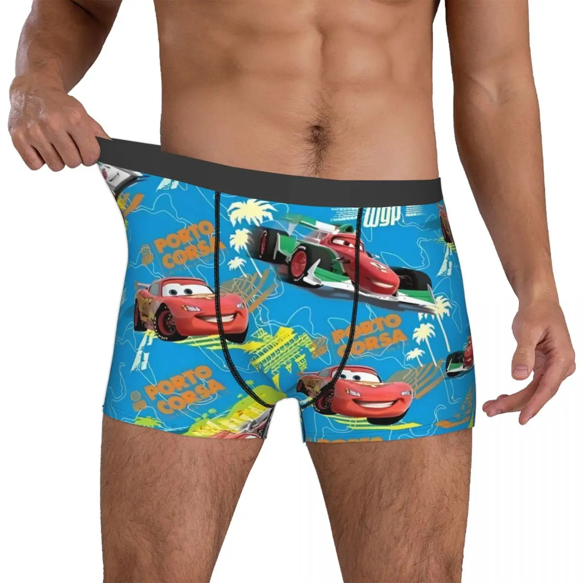 Custom Cars Lightning McQueen Man Boxer Shorts Cozy Underwear Life Is A Highway Printing Fun Underpants