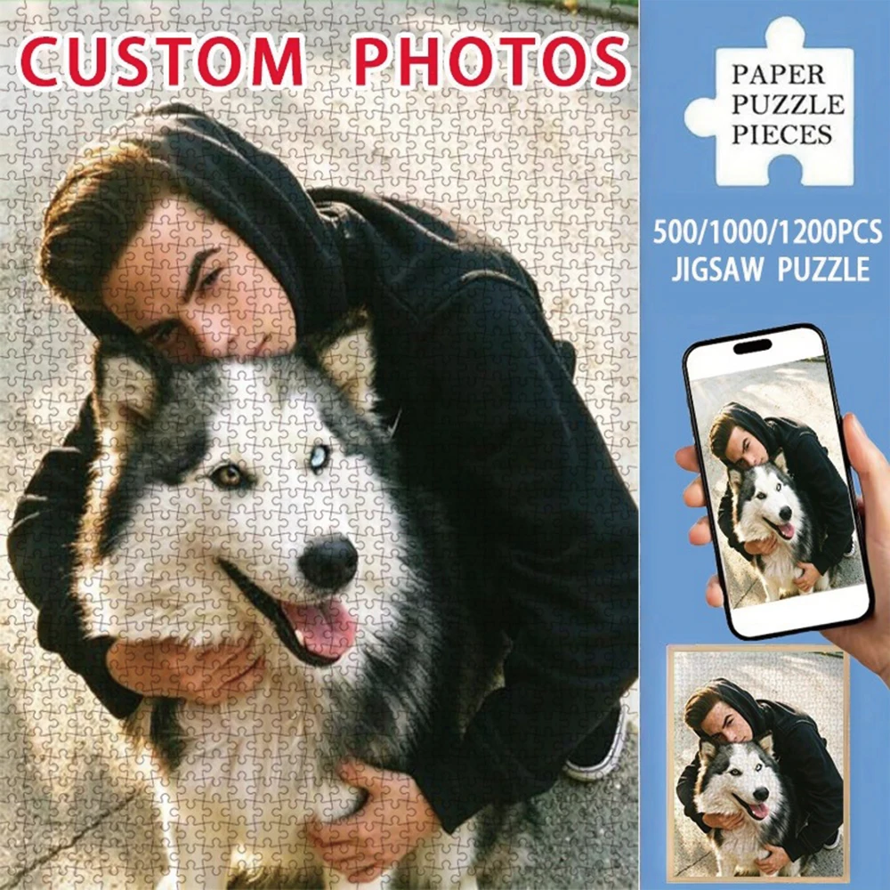 35/300/500/1000pcs Personalized Custom Photo Puzzle Couple Photos DIY Toy Decoration Collectiable Gift Present Christmas