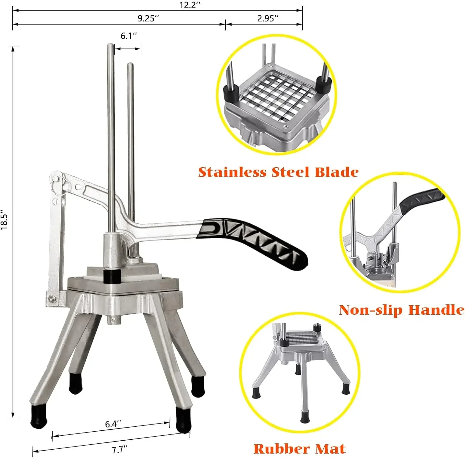 Vegetable Fruit Chopper, Professional Potato Slicer, Manual Veggie Chopper Cutter Machine, French Fry Cutter Kitchen,Stainless S