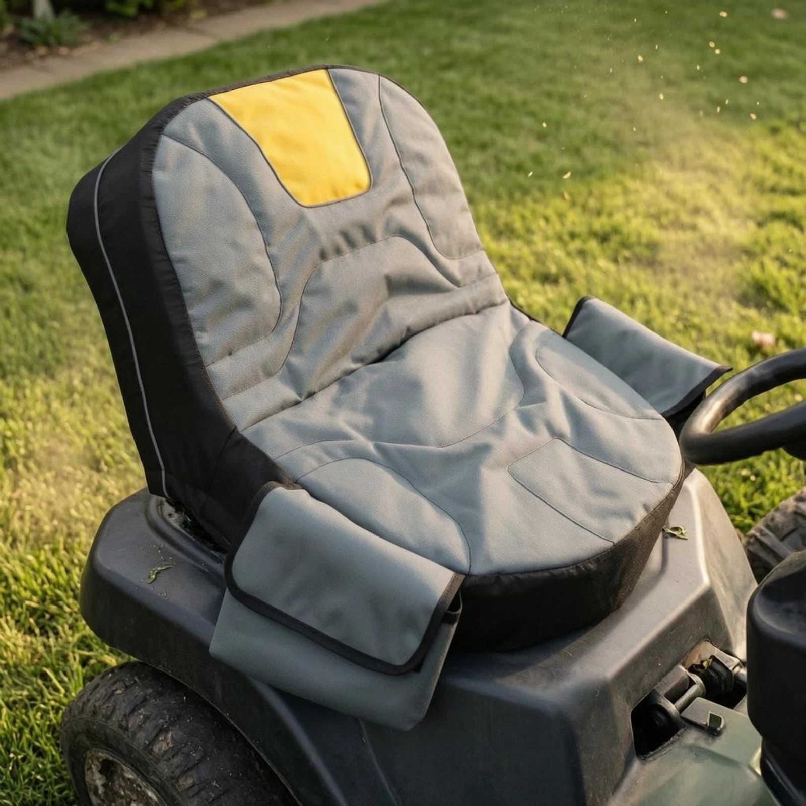 

Riding Mower Seat Cover Water-Repellent Cushioned Mower Seat Cover Yard Equipment Foldable Waterproof