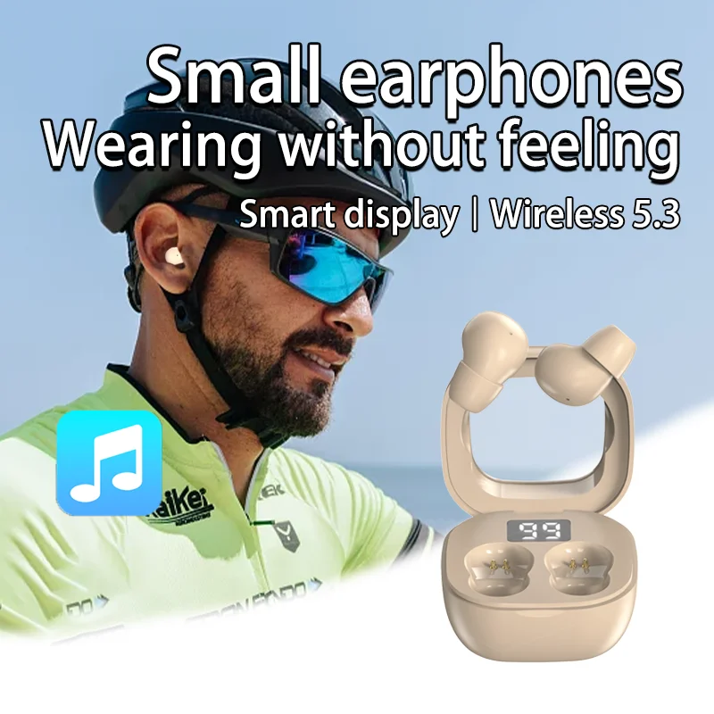 SK Small Headphones Wireless Bluetooth Headset Sports Sleeping Invisible Earbuds Noise Reduction HD Bass Sound Quality Earphones