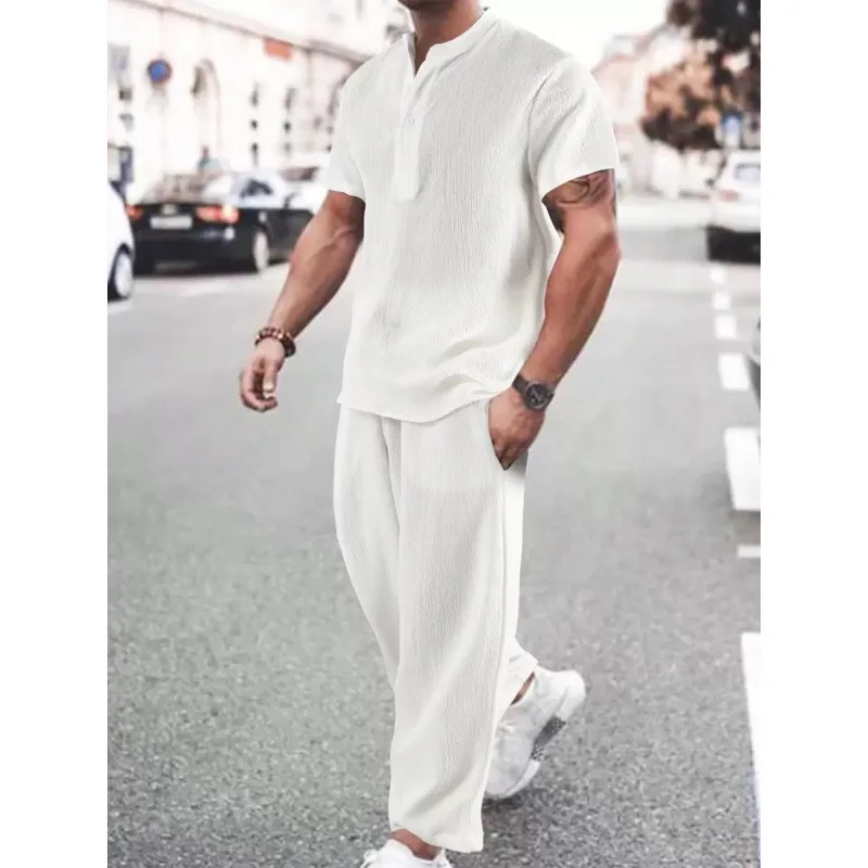 

Men's Casual Short Sleeve Set K 96376 Fashionable Four-Season Wear Comfortable Breathable Lightweight Portable across Borders