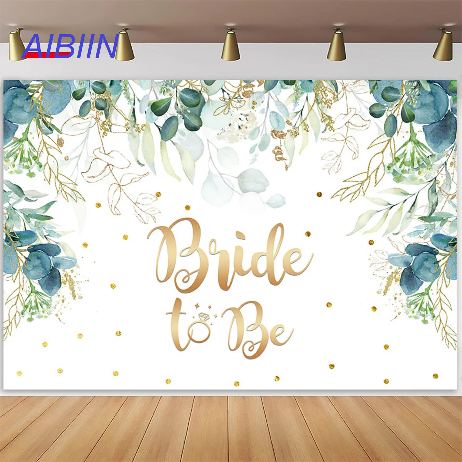 

AIBIIN Bride to Be Backdrops Green Leaves Floral Bridal Shower Wedding Photography Background Party Decor Engagement Photozone