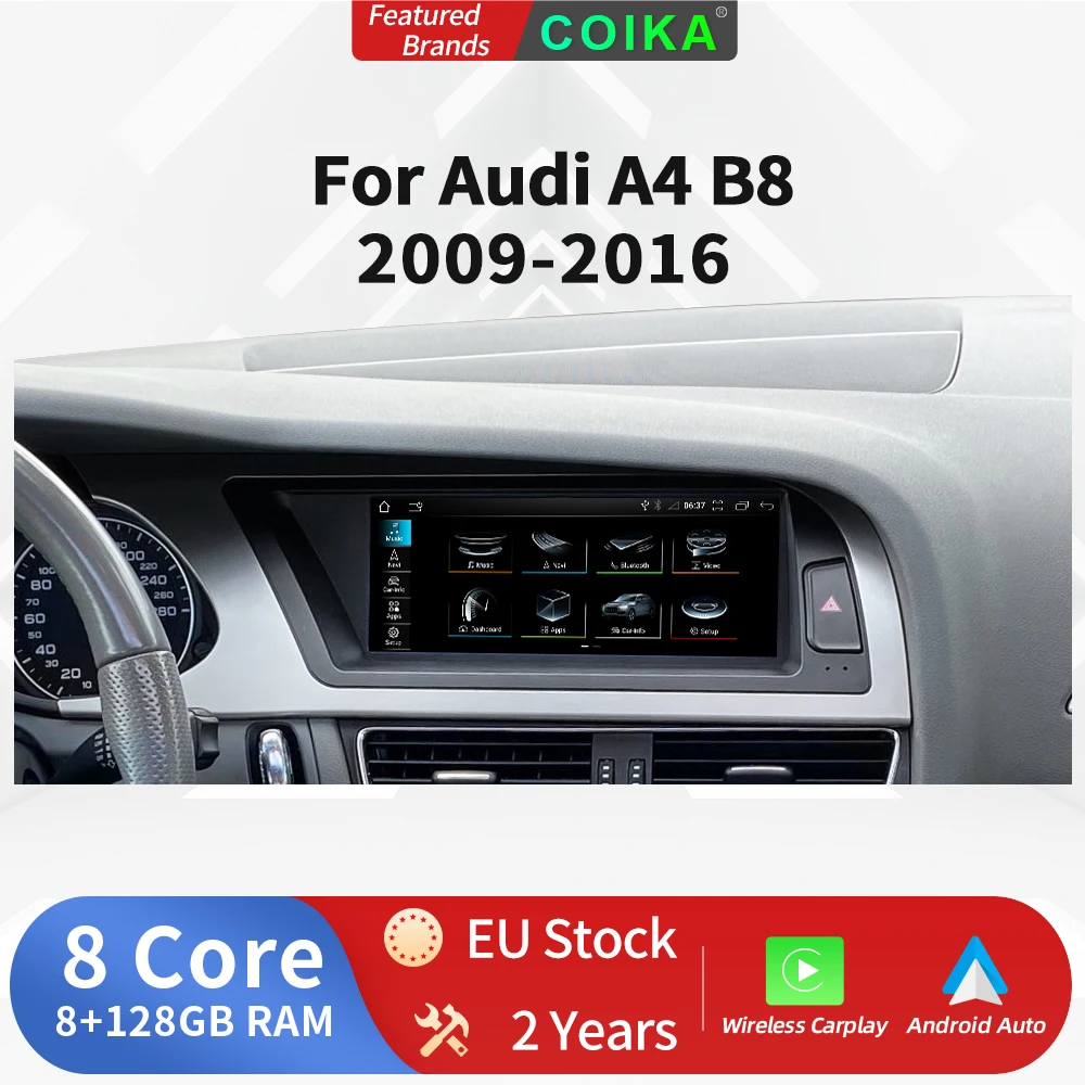 COIKA 8.8 Touch Tools Android Screen For Audi A4 B8 2009-2016 BT Wireless Carplay Auto Radio Stereo Navi Car Intelligent System