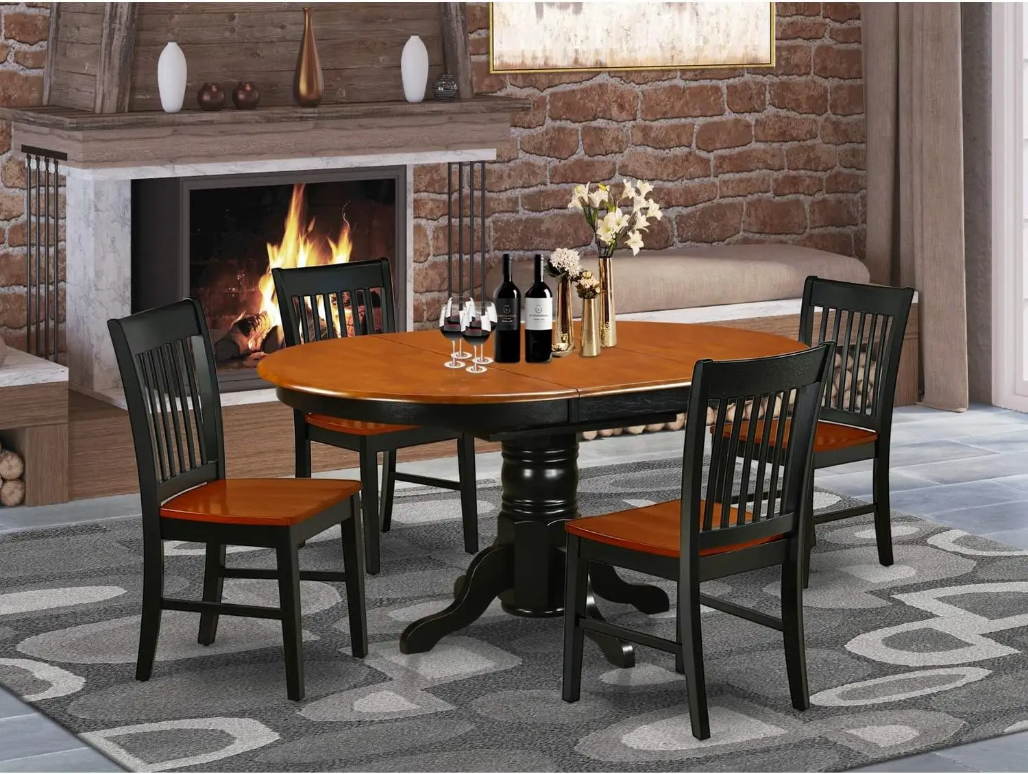 

East West Furniture Keno5-Bch-W 5 Piece Dining Set Includes An Oval Dining Room Table With Butterfly Leaf And 4 Kitchen Chairs