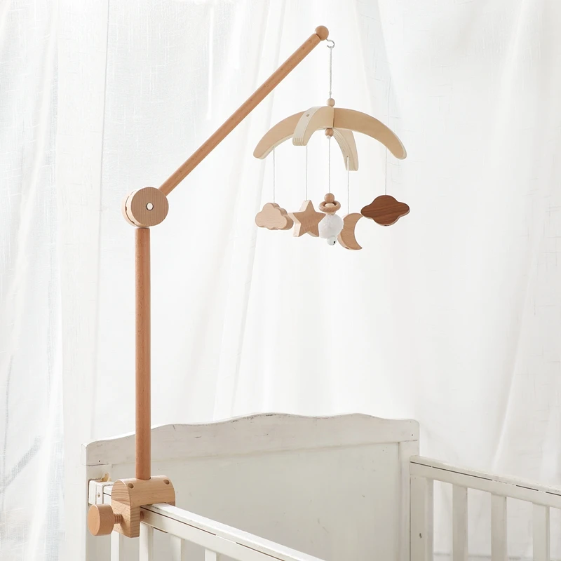 Ensemble de supports en bois pour lit de bébé, Mobile, cloche, Support en arc, Protection des jouets de nouveau-né, hochet, jouets pour bébé