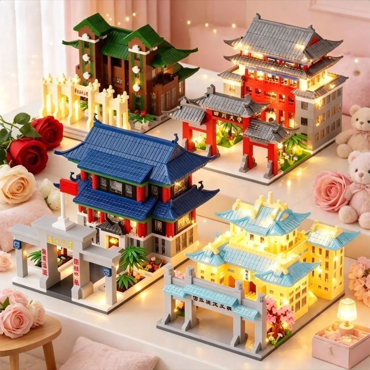 MOC Famous University Campus School Architecture Building Bricks Micro Mini Block Educational Toys Kids Develop Holiday Gift