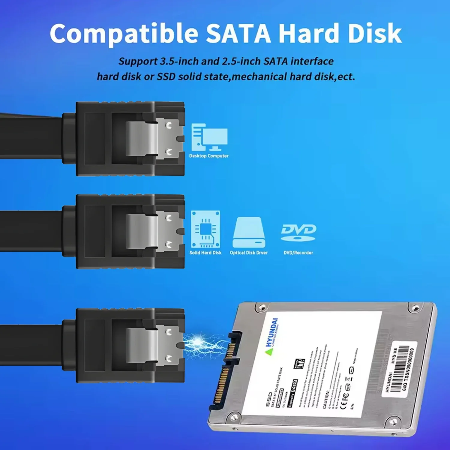 كابل SATA3.0 مستقيم للكوع 90 درجة مع مزلاج قفل لسائق HDD/SDD/SSD/CD سلك بيانات القرص الصلب المرن SATA3.0