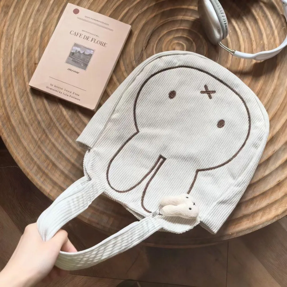 Kawaii Miffy Canvas Bag Shoulder Bag Large Capacity Printed Hand-held durable Storage mini Bag Gift Spring and Summer Edition