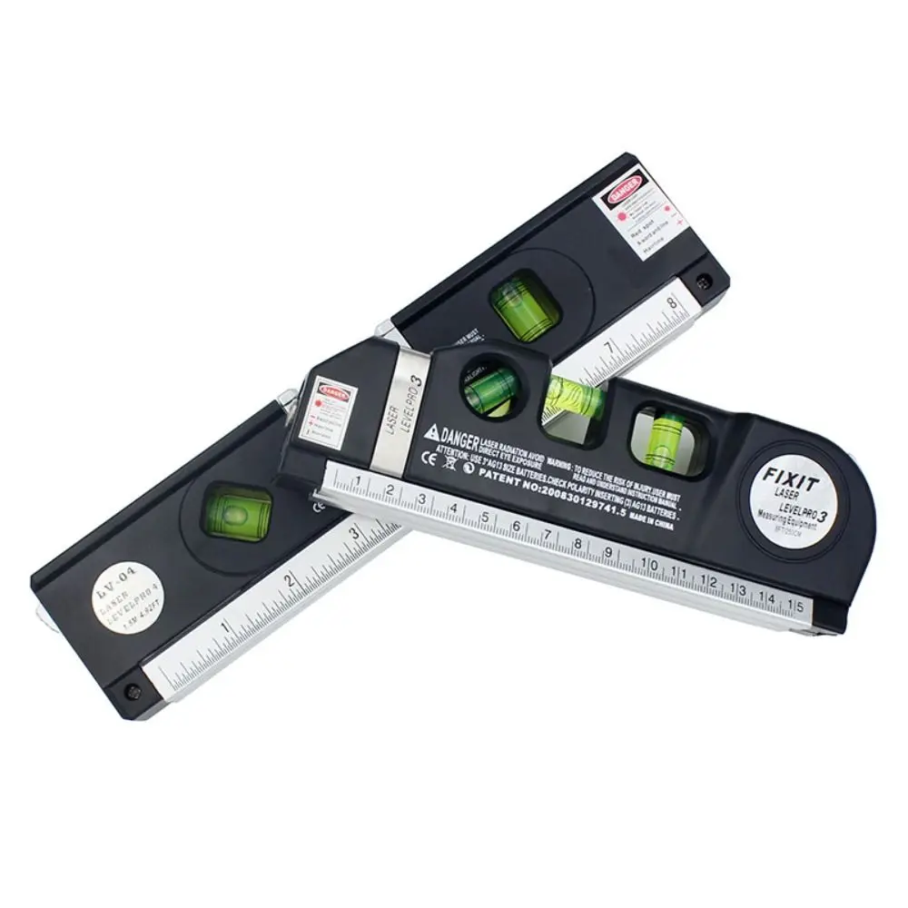 4 in 1 Laser Level High Precision Adjustable Right Angle Spirit Level Built-in 2.5M Tape Measure Metric Marking Lines Ruler Tool